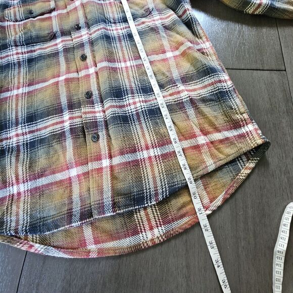 Orvis Flannel Shirt Mens Medium Plaid Heavyweight Cotton Shacket Jacket Grunge - Picture 5 of 7